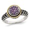 Gem And Harmony 1/4 Carat (ctw) Amethyst Cluster Ring in Sterling Silver with 14K Gold Accents